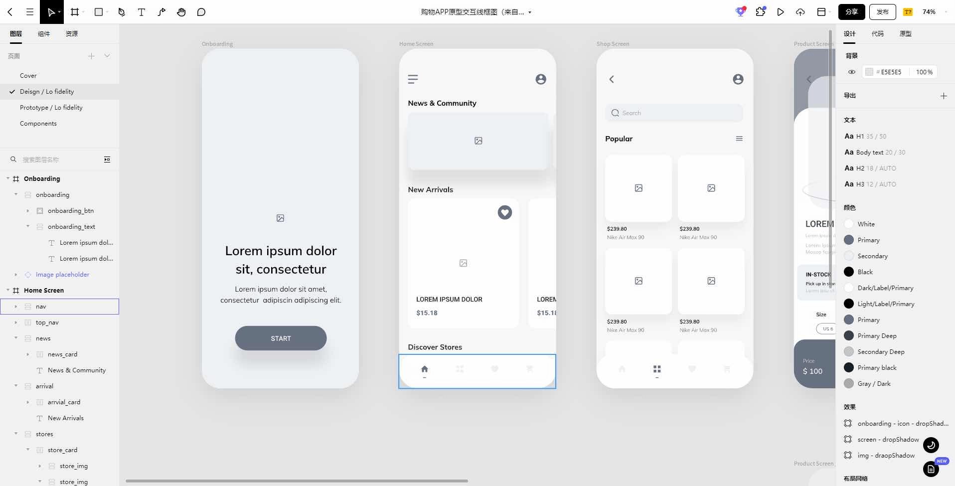 购物app原型图