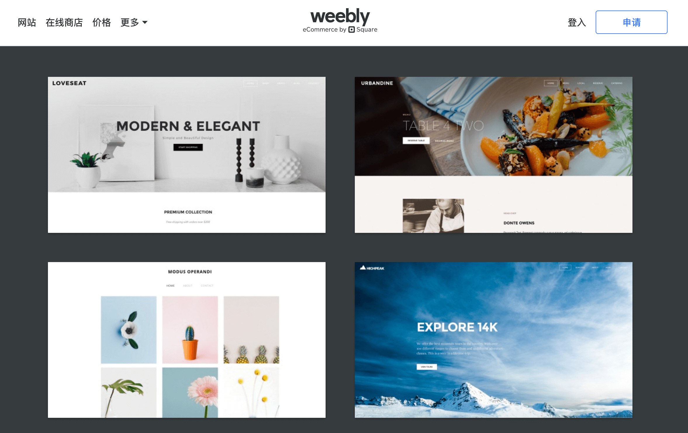 网页设计模板网站Weebly