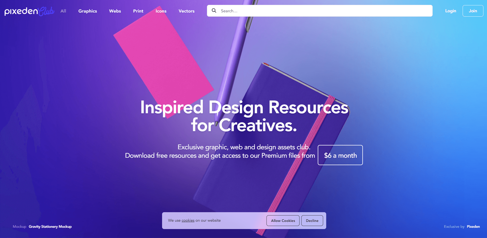 设计领域设计素材网站Pixeden