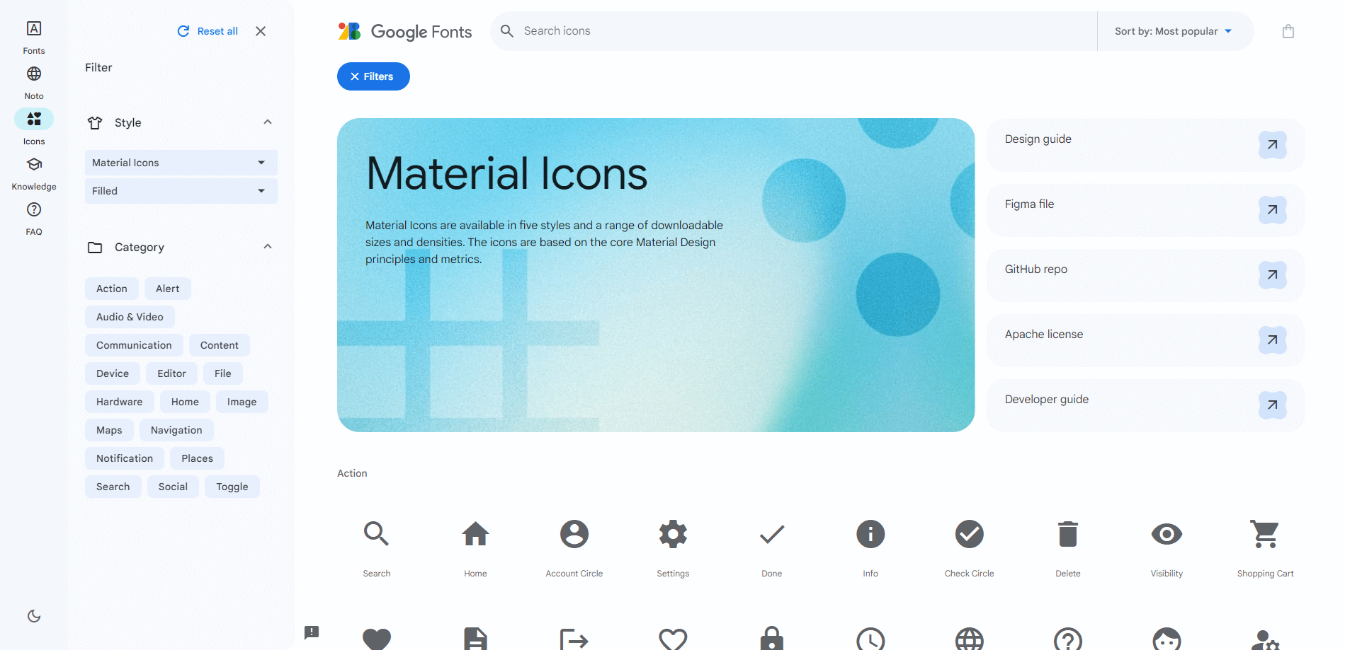 免费图标库Google Material Icons
